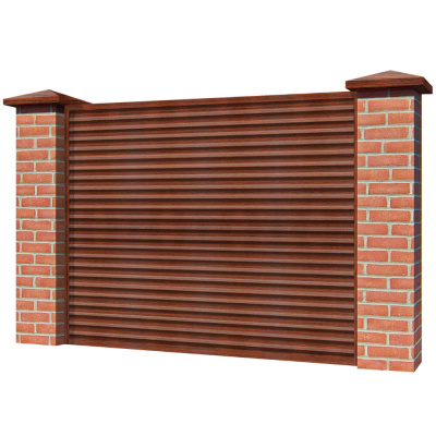Забор жалюзи ЭКО-Z Венге SteelArt односторонний на кирпичных столбах